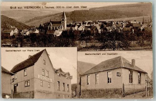 Wernborn 1917 Gasthaus Diehl Kegelbahn