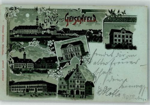 Geisenfeld 1898 Krankenhaus Marktplatz Knabenschule Rathaus Gasthaus Fuchsbüchler