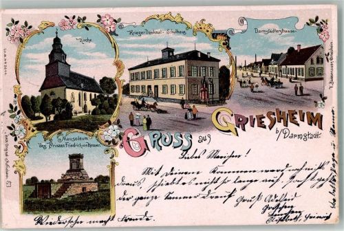 Griesheim 1900 Mausoleum d. Prinzen Friedrich v. Hessen Kriegerdenkmal