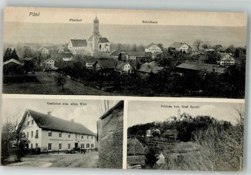 Pähl 1912 Schloß Graf Spreti Pfarrhof Gasthaus zum alten Wirt