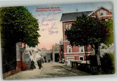 Borkum 1917 Strandstraße m. Inselhalle S.B. K.S.7. Landst. Inf. Batl. XIX. 23. III
