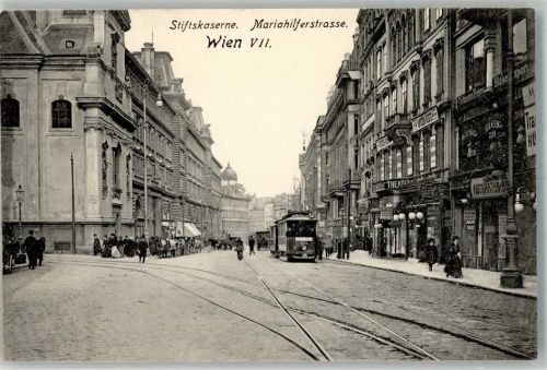 Wien Mariahilferstraße m. Stiftskaserne Straßenbahn Nr. 52