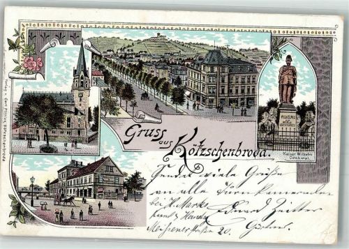 Kötzschenbroda 1898 Lithographie Kaiser Wilhelm Denkmal