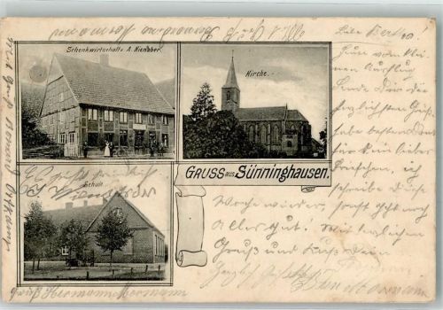 Sünninghausen 1901 Gasthaus Nienaber Schule Dorfkirche repariert