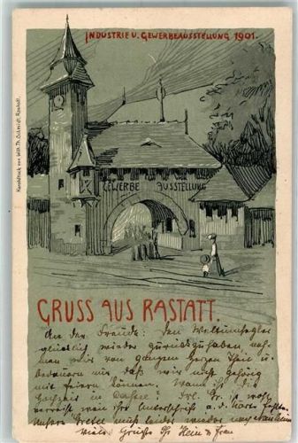 Rastatt 1901 Industrie- und Gewerbeausstellung 1901 Eingangstorbogen Künstlersteindruck
