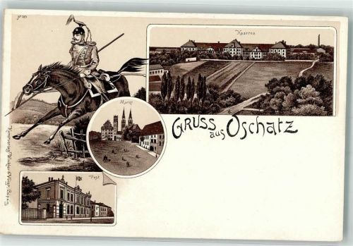 Oschatz Kaserne Markt Post Reiter Soldat Uniform Kavallerie Vorläufer