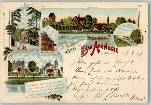 Arendsee 1897 Villa Concen Villa Reip Kurhaus Landw. Schule Klosterkirche