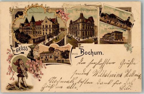 Bochum 1897 Zwerg Ev. Vereinshaus Kaiserl. Post Städt. Turnhalle Schützenhof