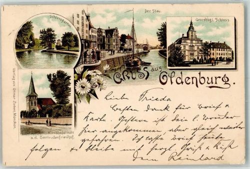 Oldenburg 1898 Ottmar Zieher Großherzogl. Schloss der Stau Kirchhofslinde