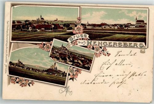 94491 W8355 Hengersberg b Deggendorf 1900 Lithographie Kirche St. Michael