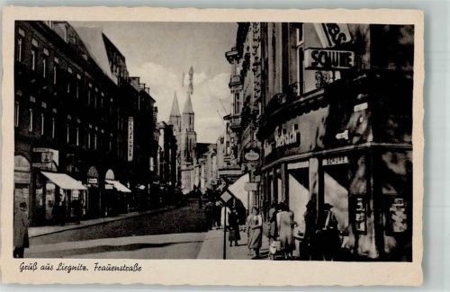 Liegnitz 1942 Frauenstrasse Geschäft Kirche
