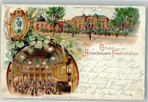 Friedrichshain 1900 Aktienbrauerei Friedrichshain Grosser Konzertsaal Konzertgarten