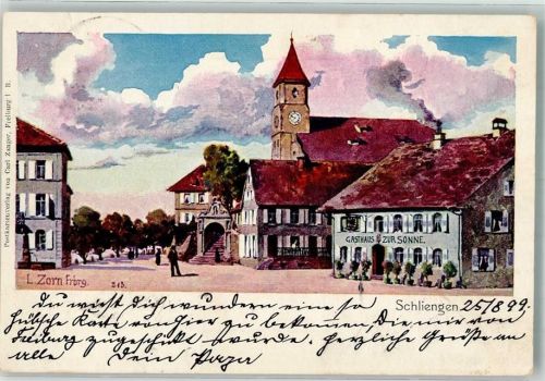 Schliengen 1899 Gasthaus zur Sonne sign. L. Zorn