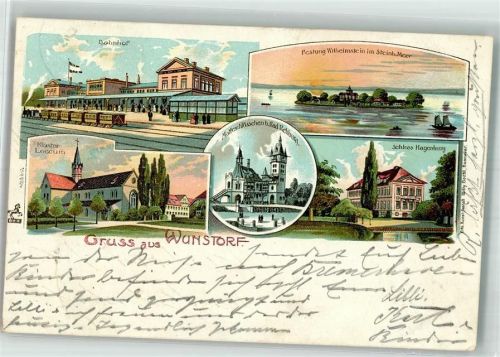 Wunstorf 1902 Kloster Loccum Bahnhof Festung Wilhelmstein Matteschlößchen Schloß Hagenburg Bahnpost Köln- Zg. 210