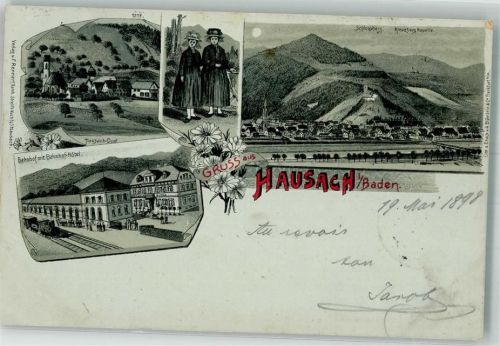 Hausach 1898 Volkstrachten Bahnhof Hausach-Dorf Schloßberg Kreuzberg-Kapelle