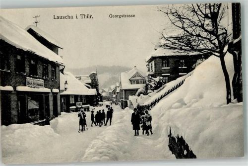 Lauscha Georgstraße Skilangläuferin Winter