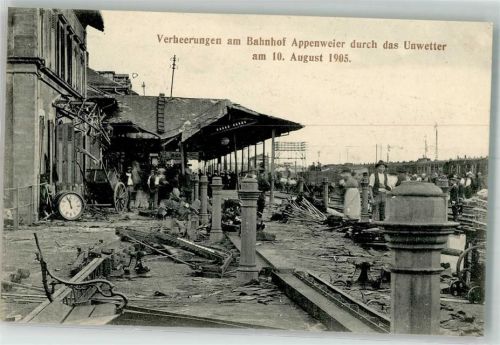 Appenweier 1905 Unwetterkatastrophe 10. Aug. 1905 Zerstörter Bahnhof