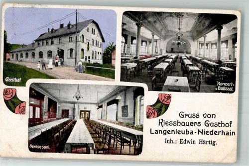 Langenleuba-Niederhain 1918 Gasthaus Kiesshauer Konzert- und Speisesaal