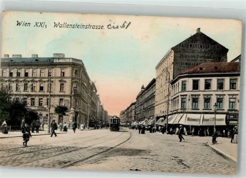 Wien 1913 Straßenbahn Geschäft Strasser Wallenstreinstrasse