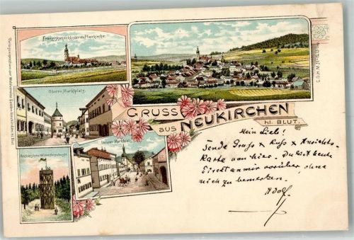 Neukirchen 1897 Franziskanerkloster Pfarrkirche Aussichtsturm Hohenbogen Oberer und Unterer Marktplatz