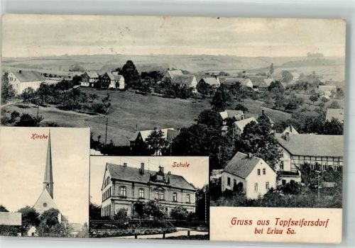 Topfseifersdorf 1917 Dorfkirche Schule