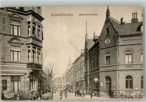 Euskirchen Bahnhofstraße Hotel zum Bahnhof Emailleschild Kais. Postamt Fahrräder