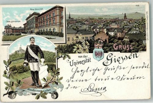 Gießen 1897 Neue Universität Student