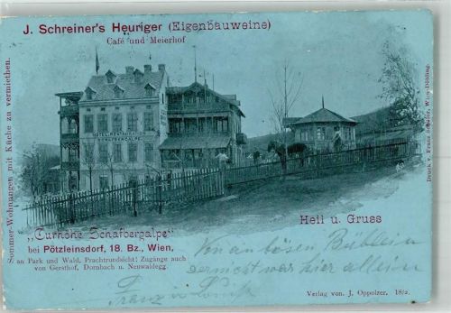 Wien 1899 Cafe und Meierhof Schreiner Plötzleinsdorf