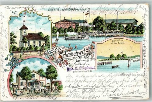 Schmöckwitz 1899 Gasthaus Seddin-See Gartenwirtschaft Insel Kersten Kirche
