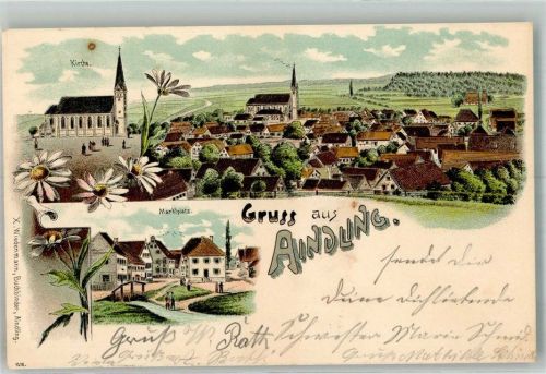Aindling 1900 Marktplatz Dorfkirche