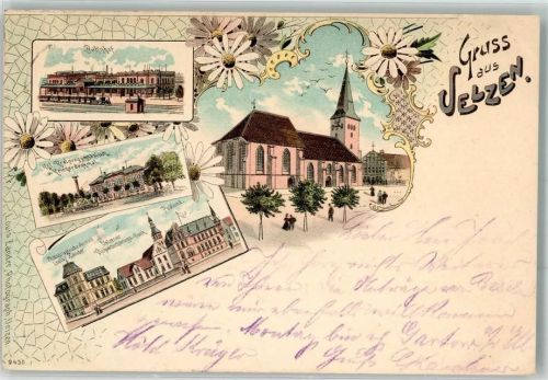 Uelzen 1899 Bahnhof Postamt Viehversicherungs-Bank Kriegerdenkmal