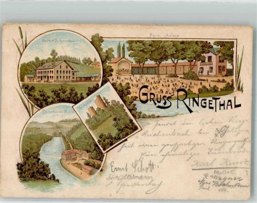 Ringethal 1896 Lithographie Gasthaus z. Ringethal Raubschloss
