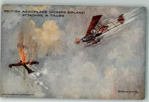 British Aeroplane Vickers Biplane Attacking a Taube