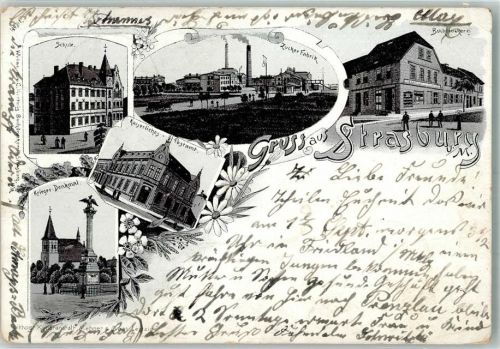 Strasburg 1899 Kaiserl. Postamt Kriegerdenkmal Schule Buchdruckerei Zuckerfabrik