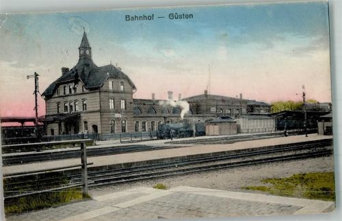 Güsten 1915 Bahnhof Güsten Bahnsteig Dampflokomotive