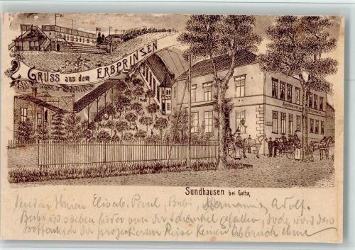 Sundhausen 1897 Vorläufer Druck um 1890-95 Gasthaus Erbprinsen