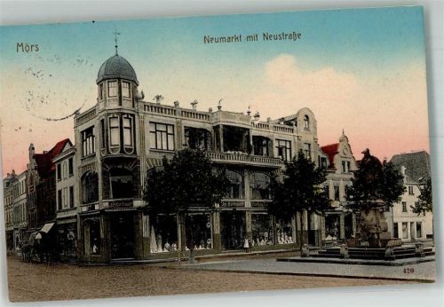Moers 1913 Neumarkt Neustrasse Geschäftshaus Korthauer Denkmal
