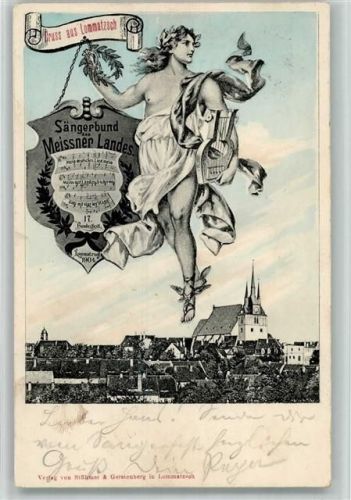 Lommatzsch Sängerfest 1904 Sängerbund des Meissner Landes Off. Festpostkarte