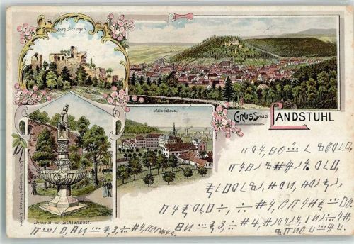 Landstuhl 1899 Waisenhaus Burg Sickingen Brunnendenkmal Schloßhof