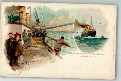 1899 sign. Stöwer, Willy Promenadendeck Handelsmarine Serie I Nr. 295/8