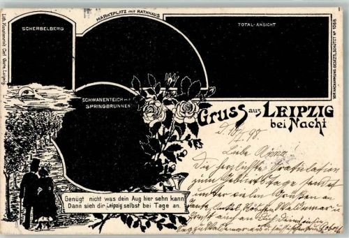 Leipzig 1898 Gruss aus bei Nacht