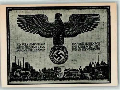 Karte aus dem NS Frauenkalender 1939 von Dallinger : Ein Volks sind wir niemand kann uns brechen Reichsadler