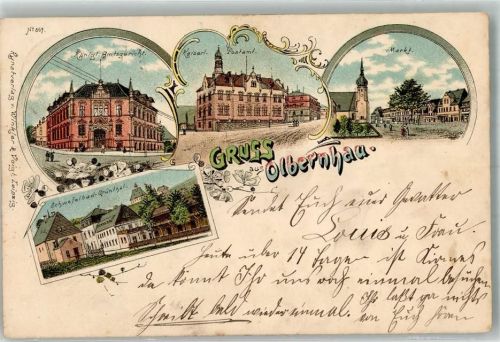 Olbernhau 1898 Kgl. Amtsgericht Schwefelbad Kais. Postamt Markt