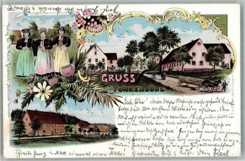 Fohrenbühl 1903 Lithographie Trachten