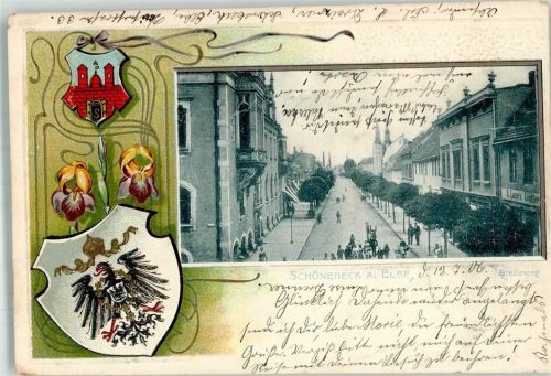 Schönebeck 1906 Breiteweg Wappen Passepartout