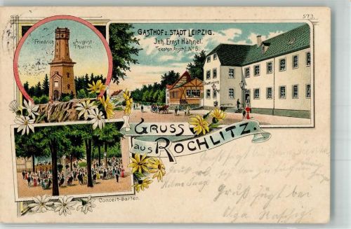 Rochlitz 1914 Friedrich August-Turm Gasthaus zur Stadt Leipzig Konzertgarten