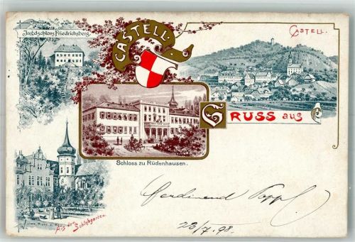 Castell 1898 Schloss zu Rüdenhausen Im Schlossgarten Jagdschloss Friedrichsberg Wappen