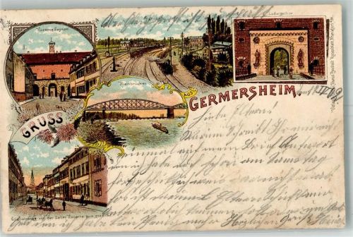 Germersheim 1902 Kaserne Seyssel Rheinbrücken Ludwigstor Bahnhof