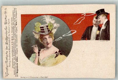 1899 Nr. 5 Jugendstil Hutmode Rauchen Zigarette