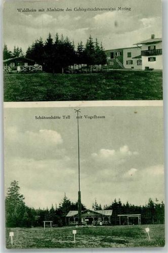 Mering Waldheim Friedenau Schützenhütte Tell Vogelbaum Foto AK